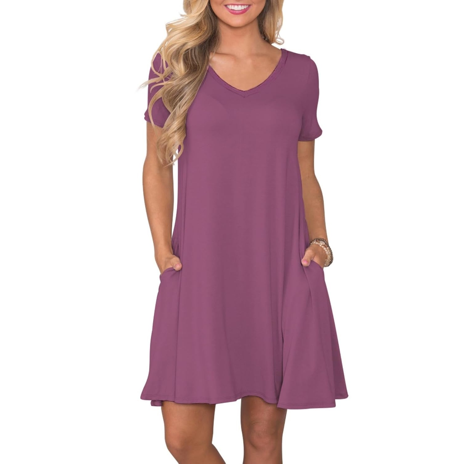 Casual Short Summer Sleeve Dress With Pockets For Women