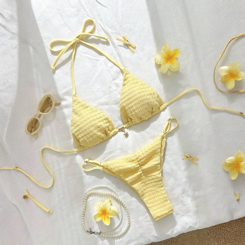 Tropical Plant Print Matching Swimwear Sets