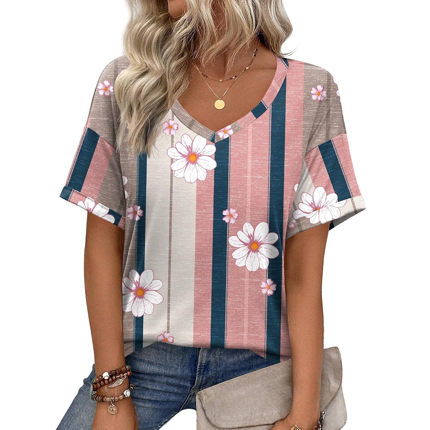 Floral Short Sleeve Summer T Shirts For Women