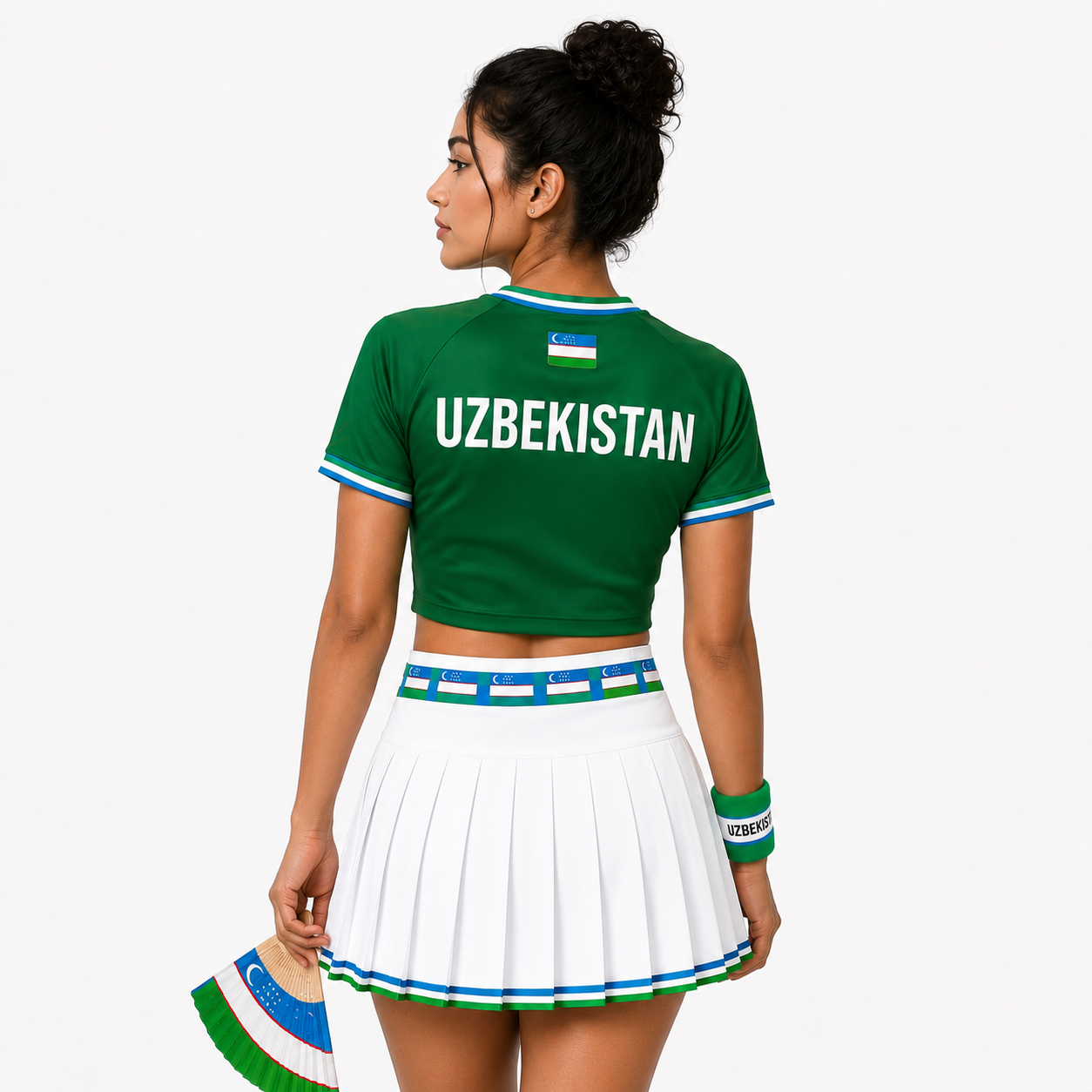 FIFA 2026 Uzbekistan Football Themed Two Piece Skirt Set For Women