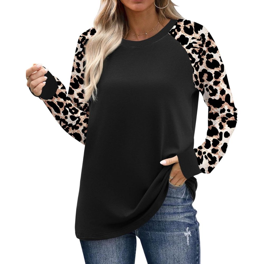 Long Sleeve Shirts for Women Color Tops Casual Crewneck Basic Tees