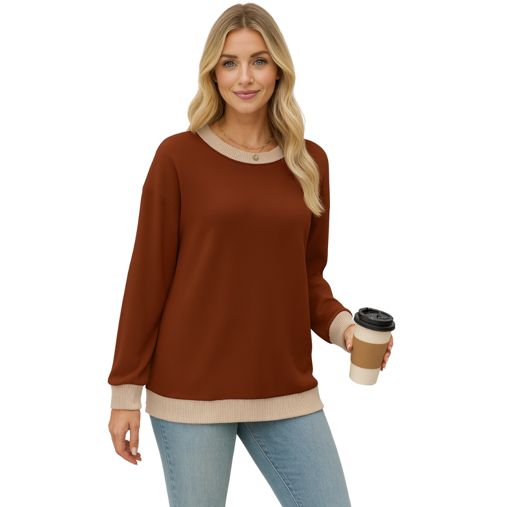 Women Crewneck Sweatshirts Long Sleeve Loose Fit Tops