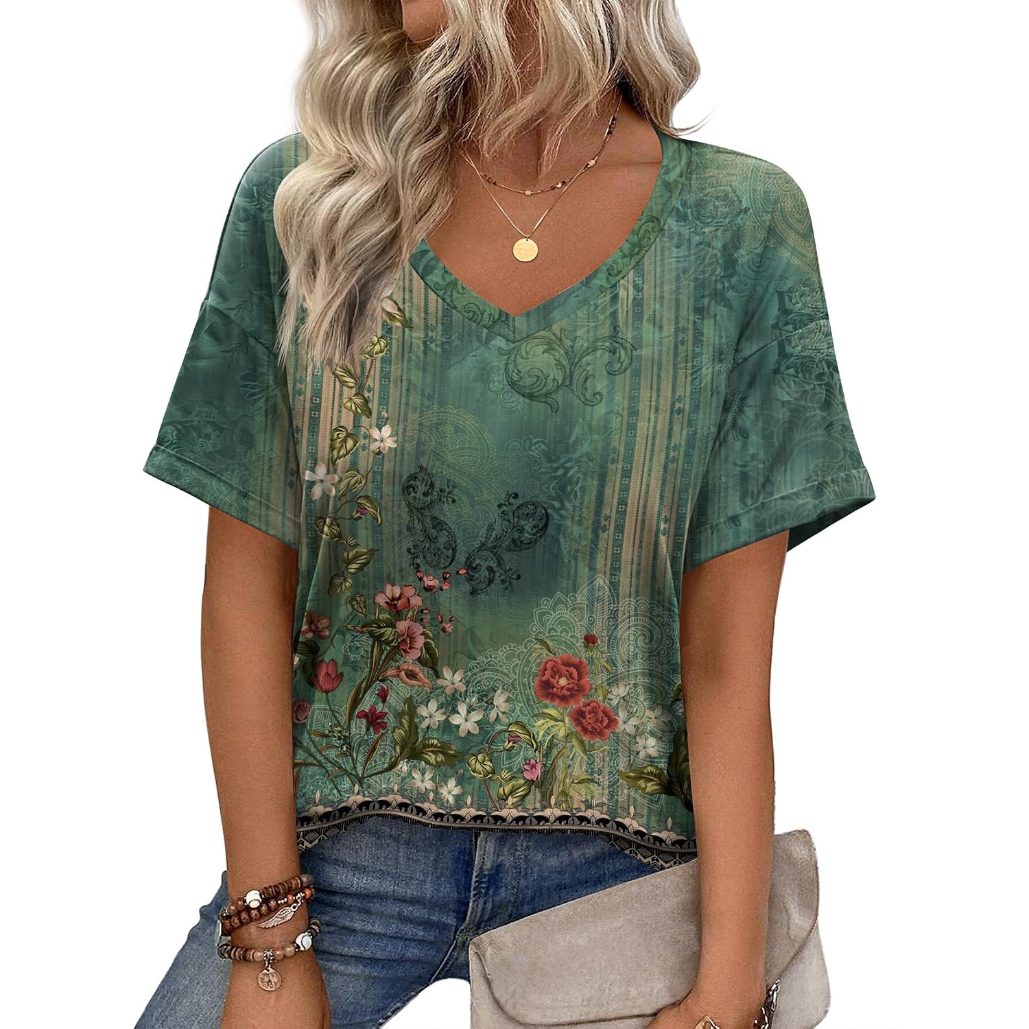 Floral Short Sleeve Summer T Shirts For Women