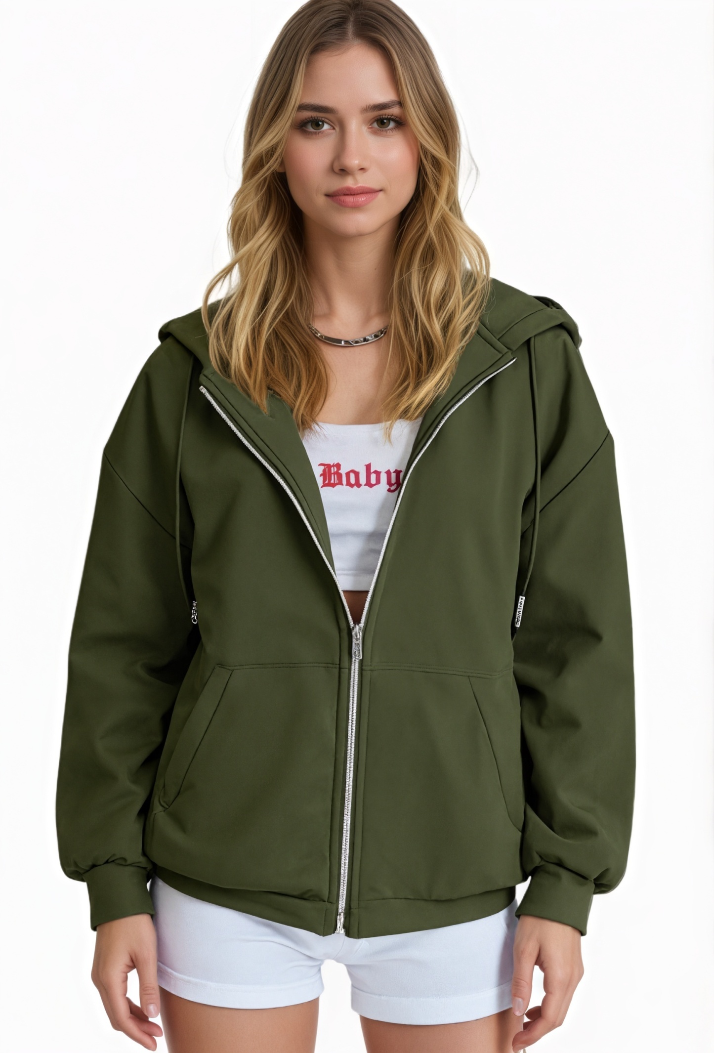 Cropped Zip Up Hoodie Jacket For Casual And Gym Wear