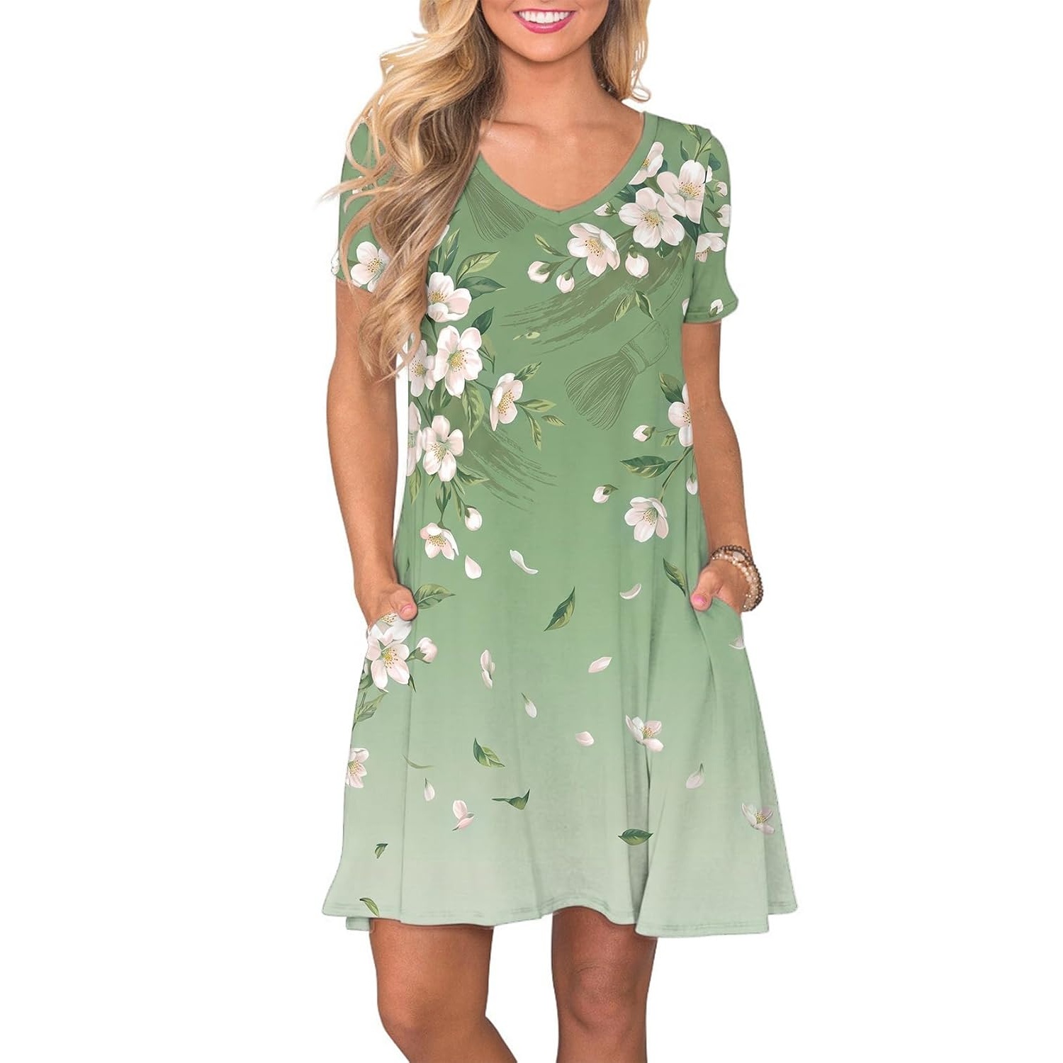 Casual Short Summer Sleeve Dress With Pockets For Women