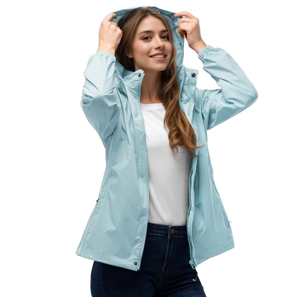 Women Waterproof Packable Rain Jacket with Hood for Travel