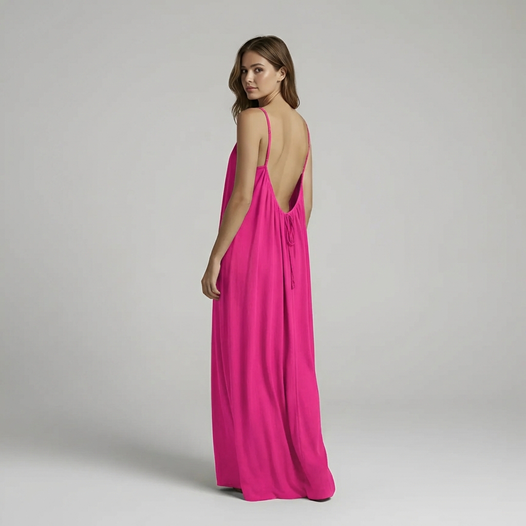 Backless Cami Maxi Dress With Adjustable Straps And Sleeveless Fit For Women