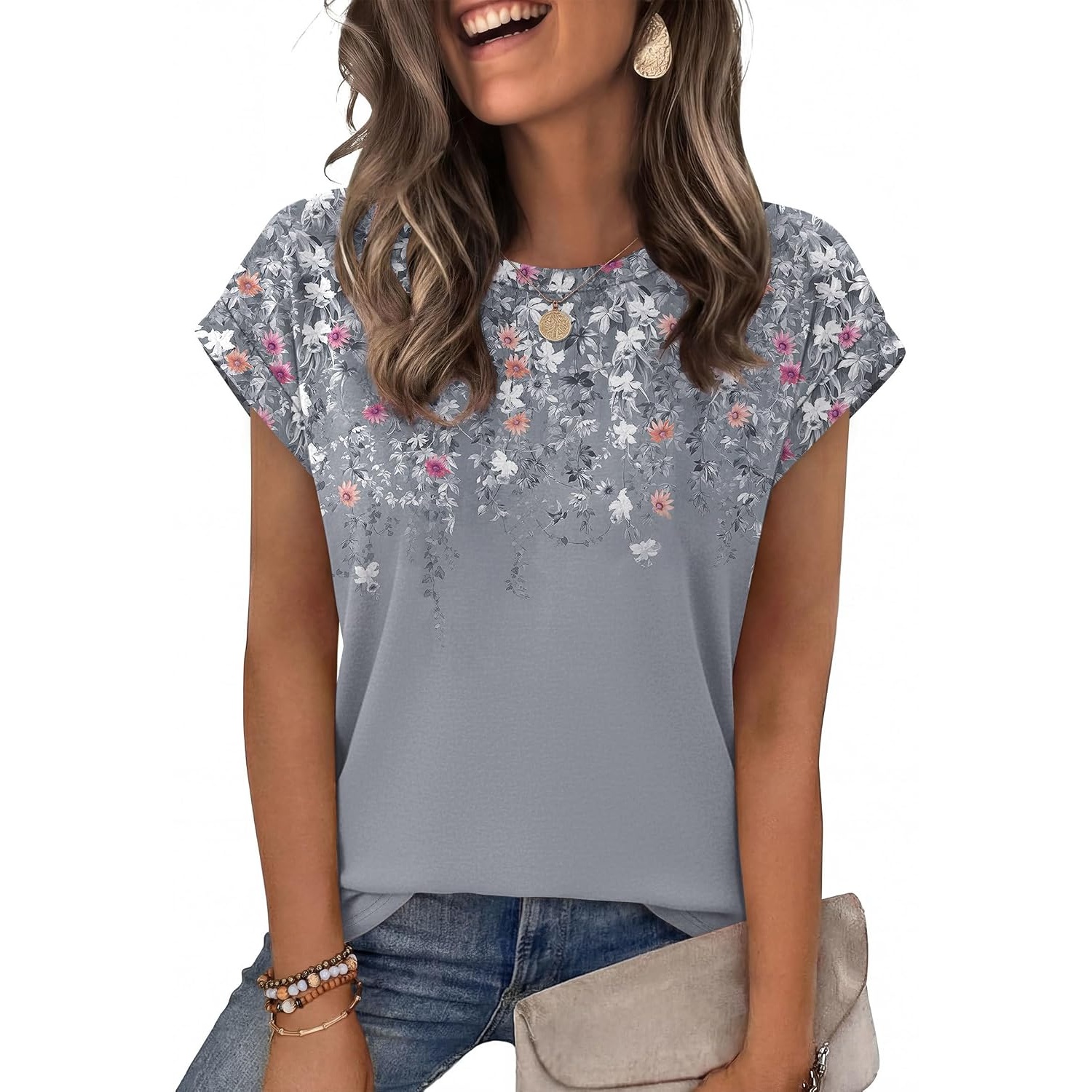 Loose Fit Summer Short Sleeve Shirts For Women