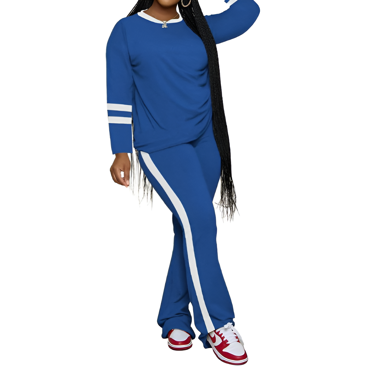 Two Piece Lounge Sets For Women With Long Sleeve Casual Top And Flare Pants