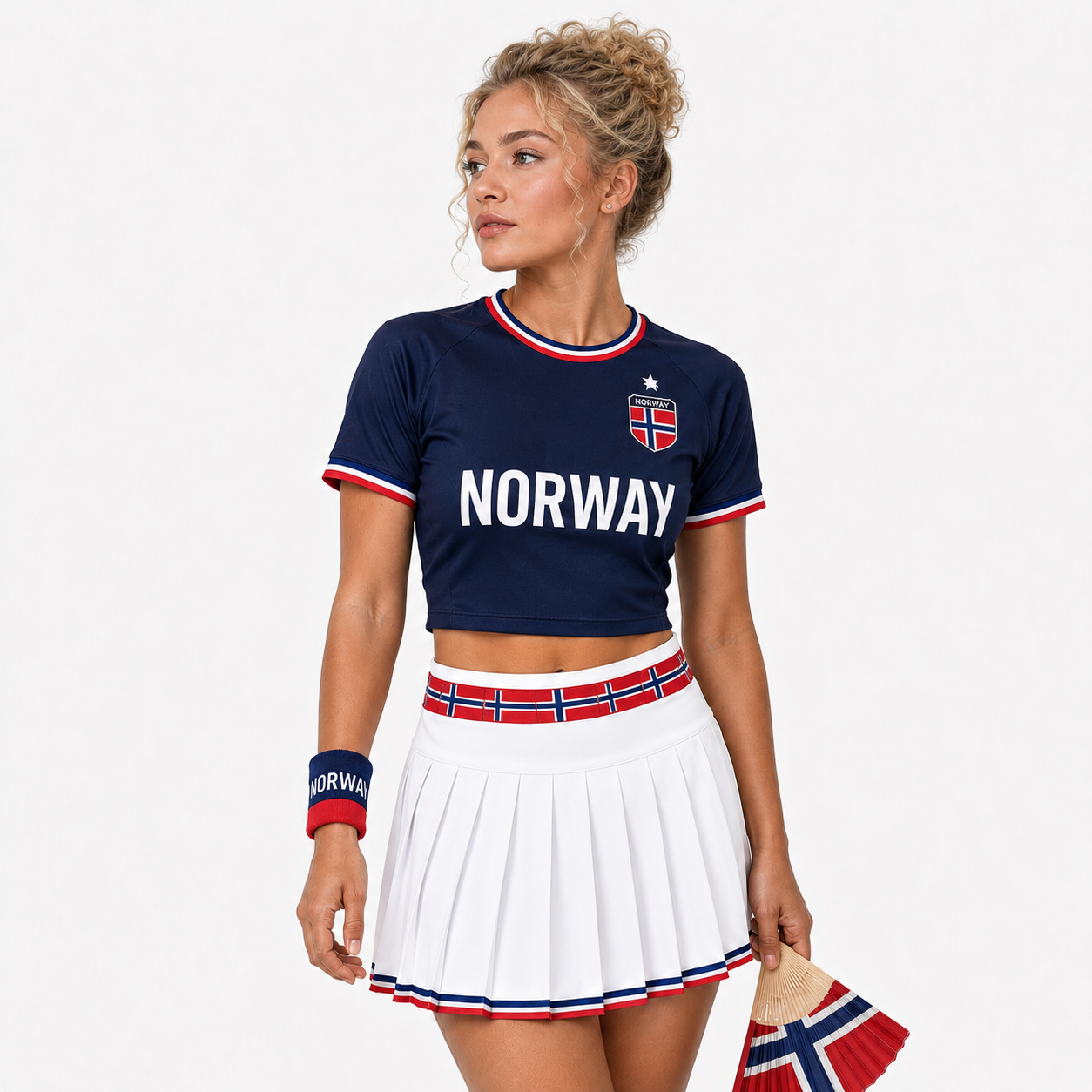 FIFA 2026 Norway Football Themed Two Piece Skirt Set For Women