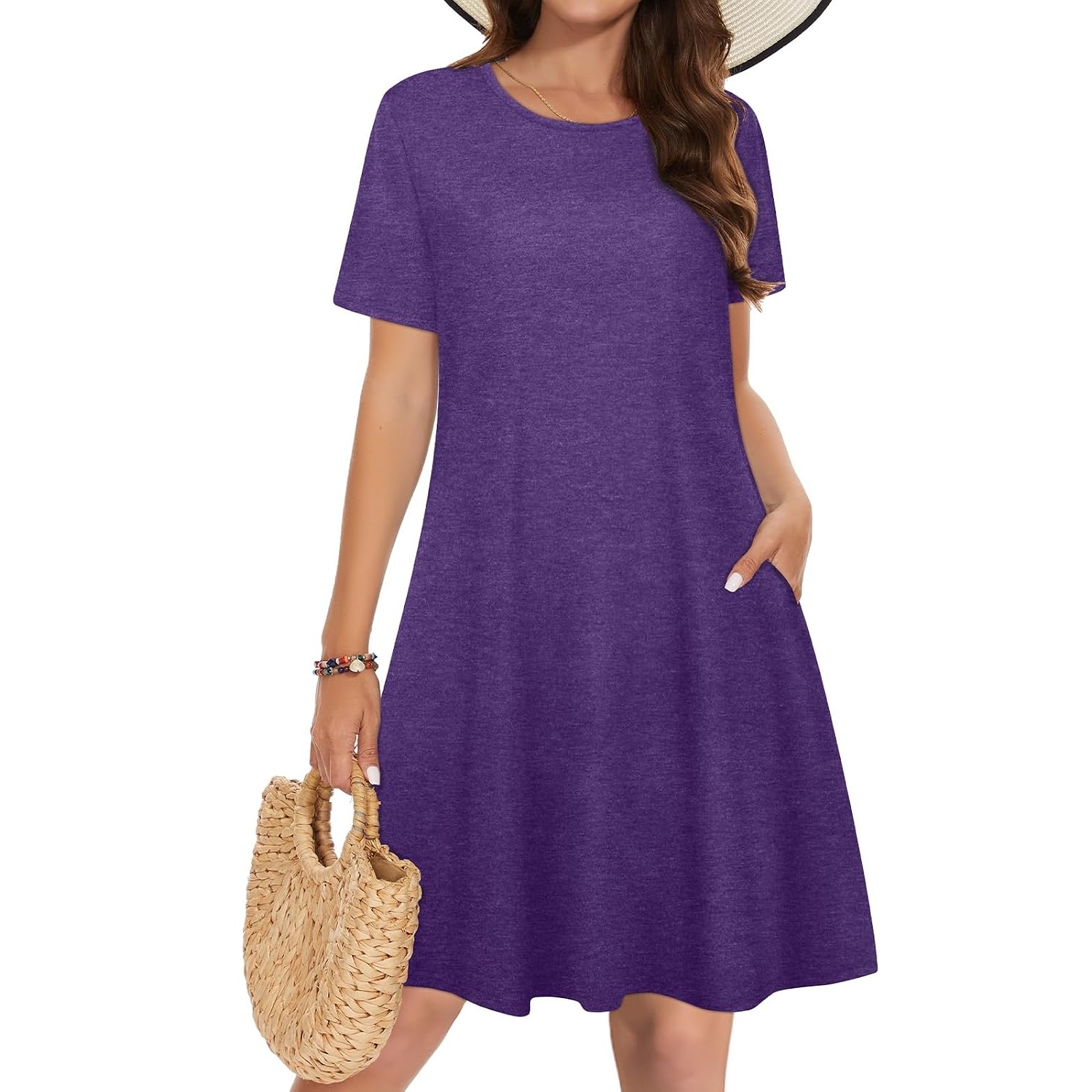 Casual Sundress Short Sleeve Beach Cover Ups For Women