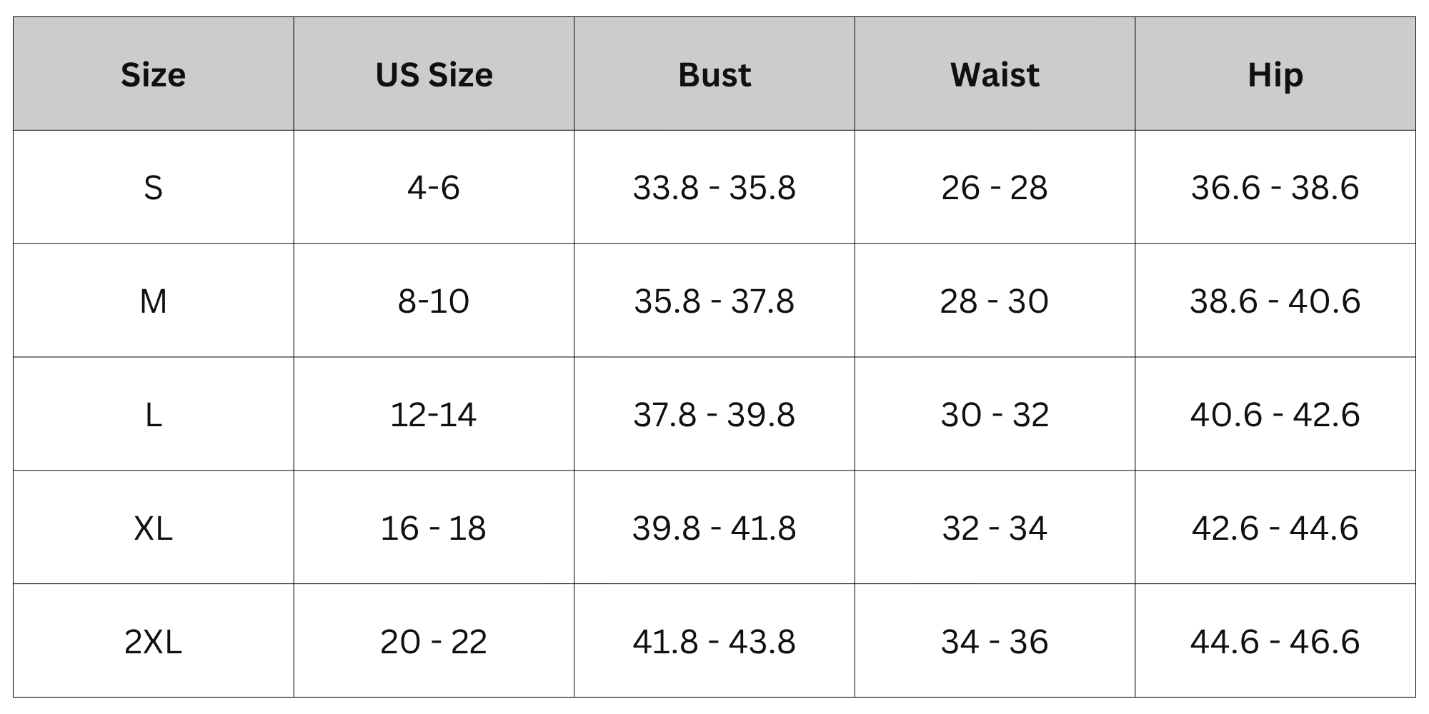 Size Chart