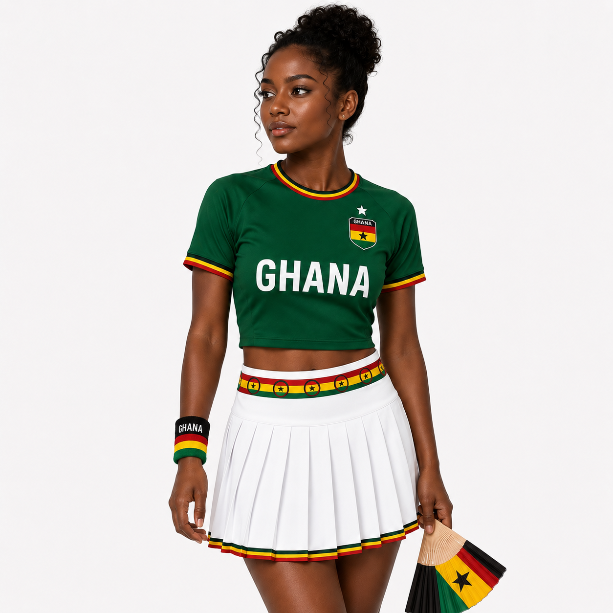 FIFA 2026 Ghana Football Themed Two Piece Skirt Set For Women