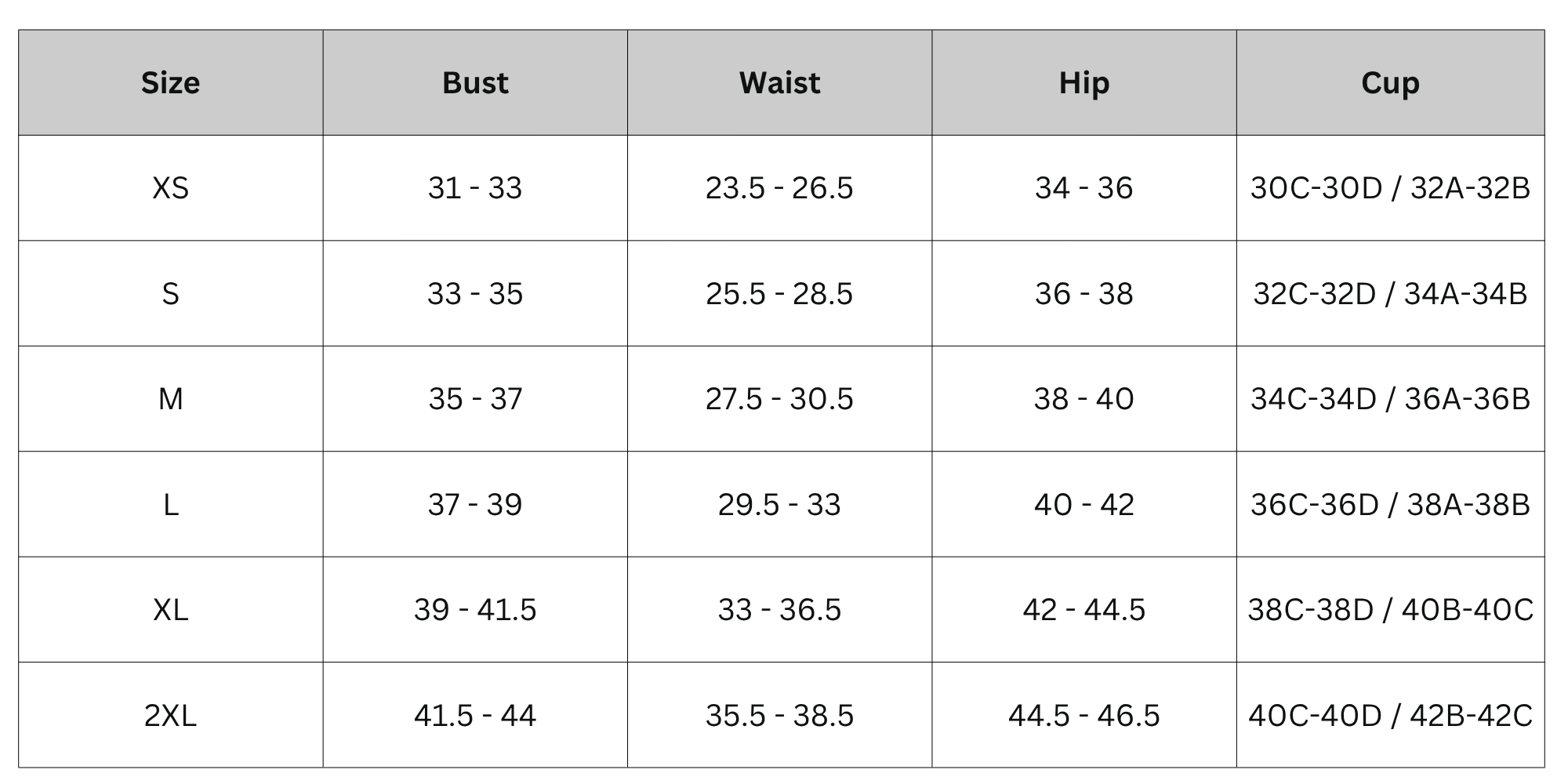 Size Chart