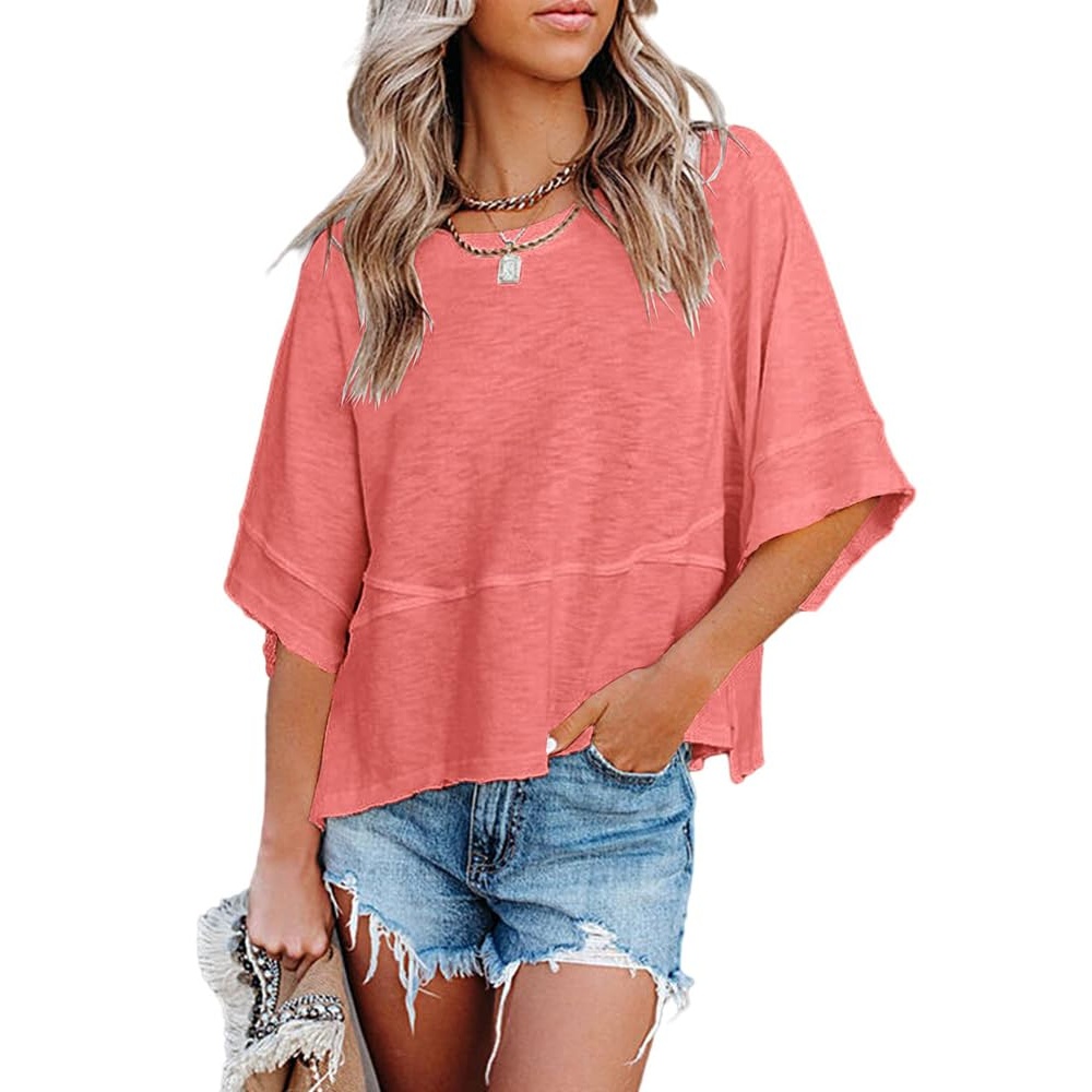 Casual Loose Fit Summer Half Sleeve T Shirts For Women