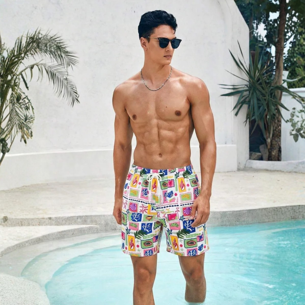 Tie Dye Flower Print Beachwear For Men And Women