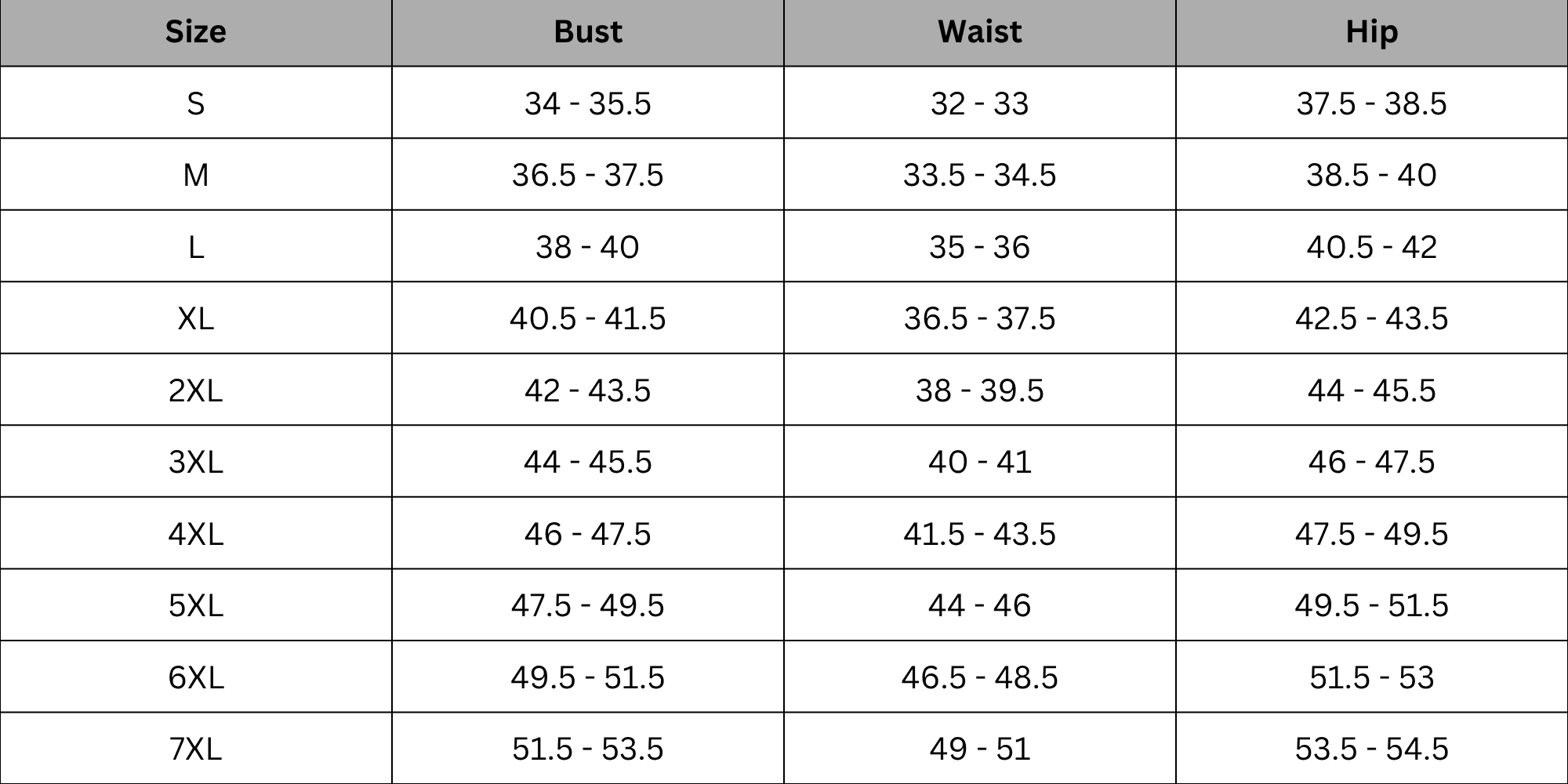 Size Chart