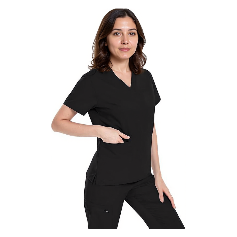 Women V Patterned Scrub Top And Jogger Pants Set