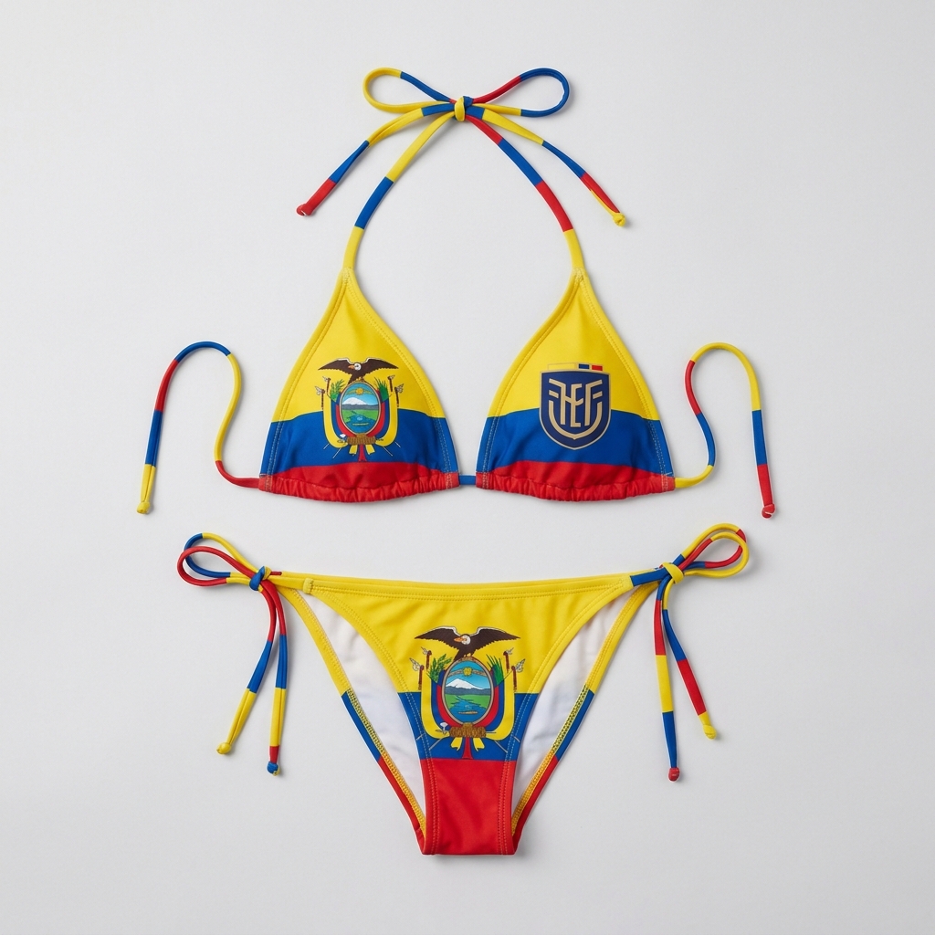 Ecuador World Cup 2026 football fan bikini - product flat lay