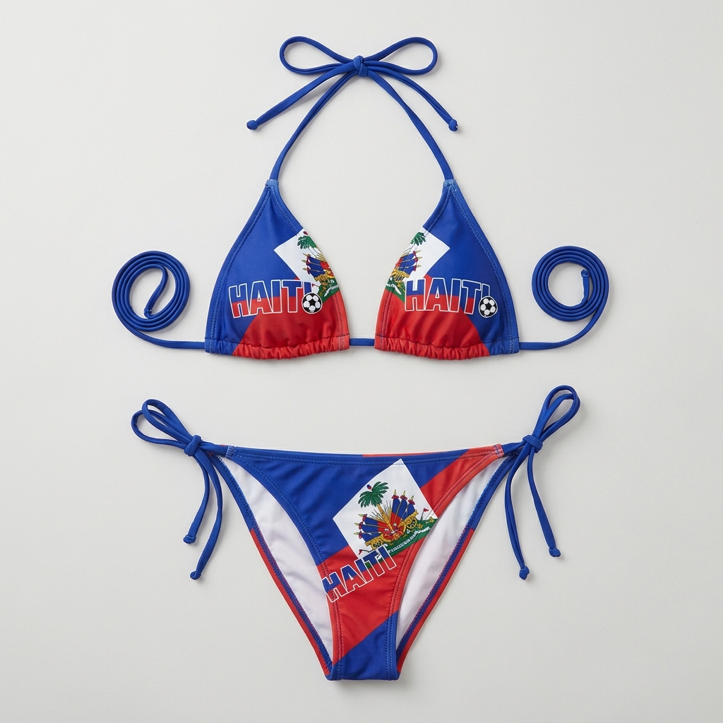 Haiti World Cup 2026 football fan bikini - product flat lay