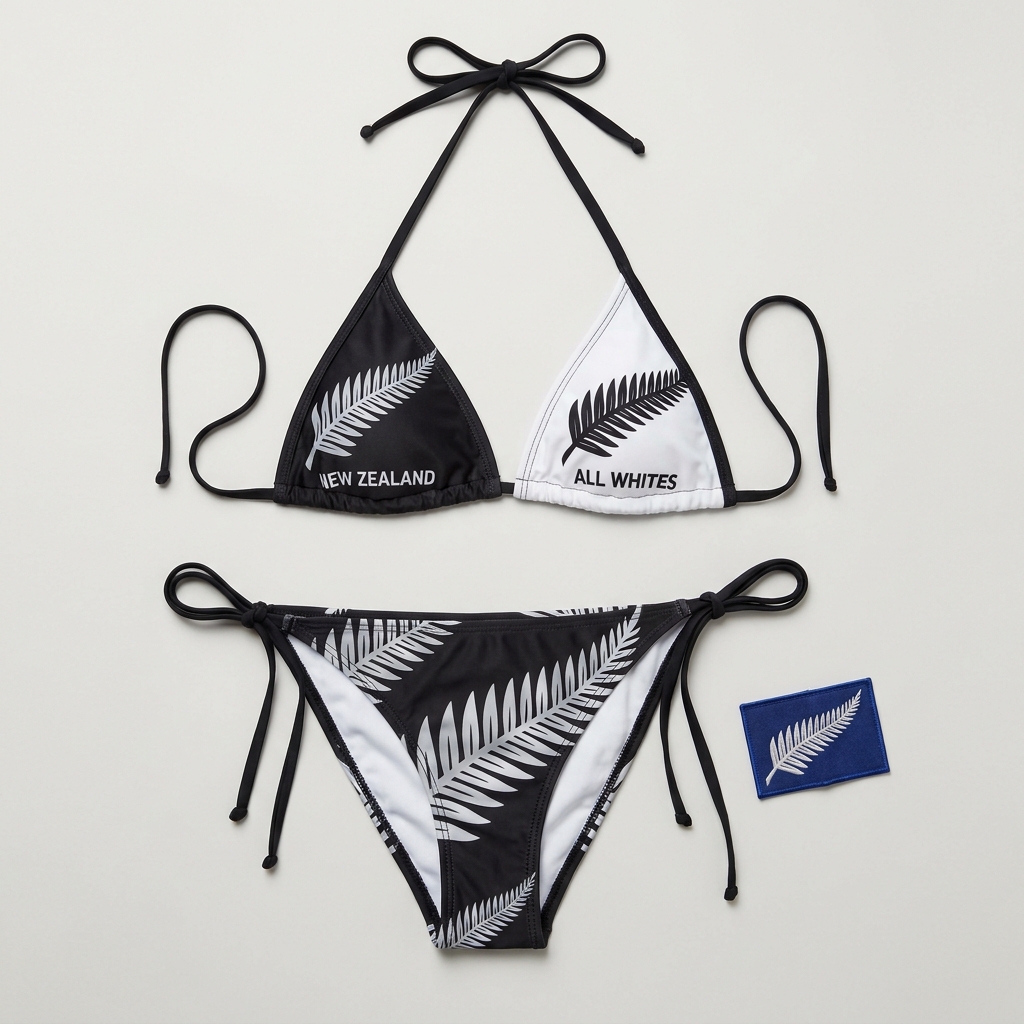 New Zealand World Cup 2026 football fan bikini - product flat lay