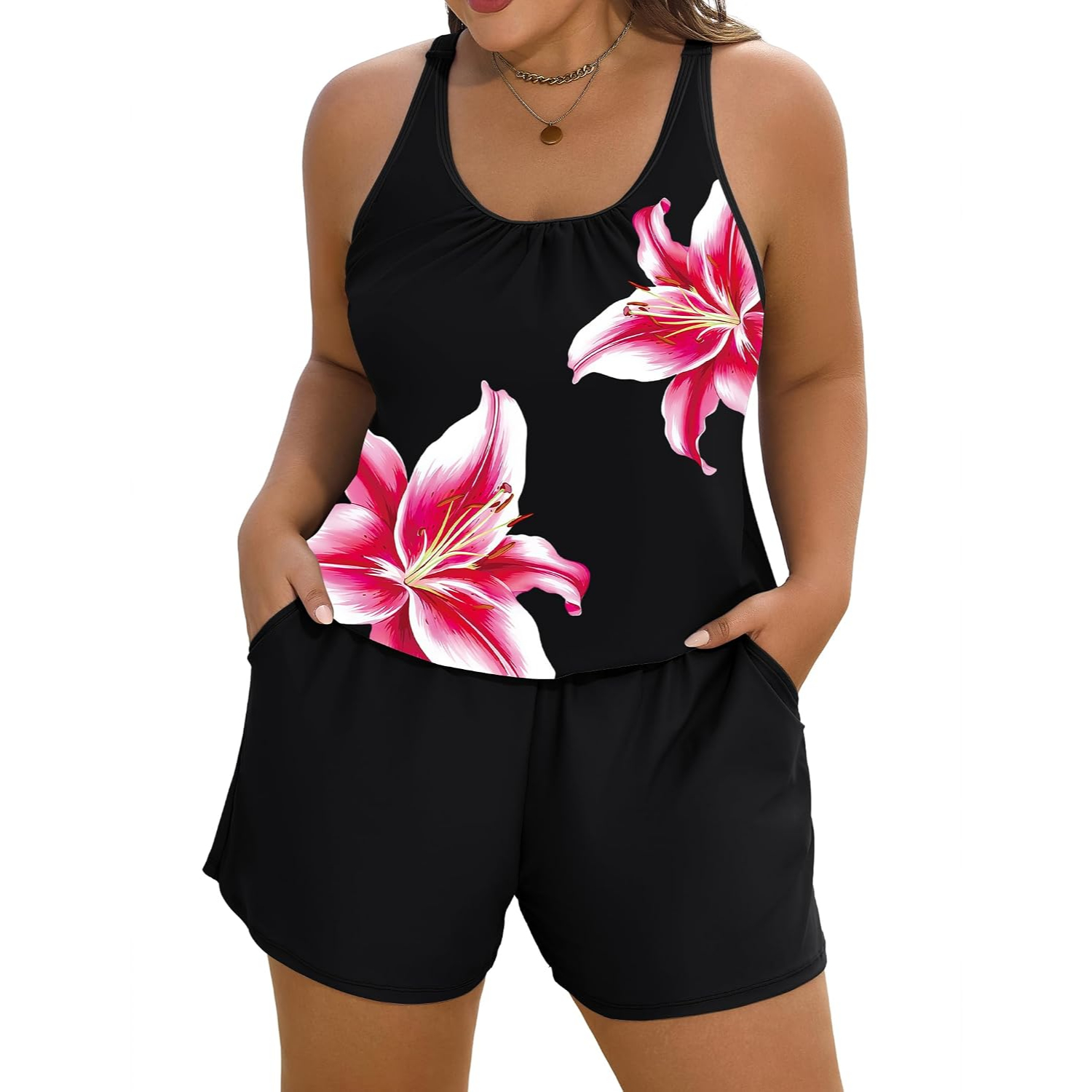 One Piece Swim Romper With Pockets For Women