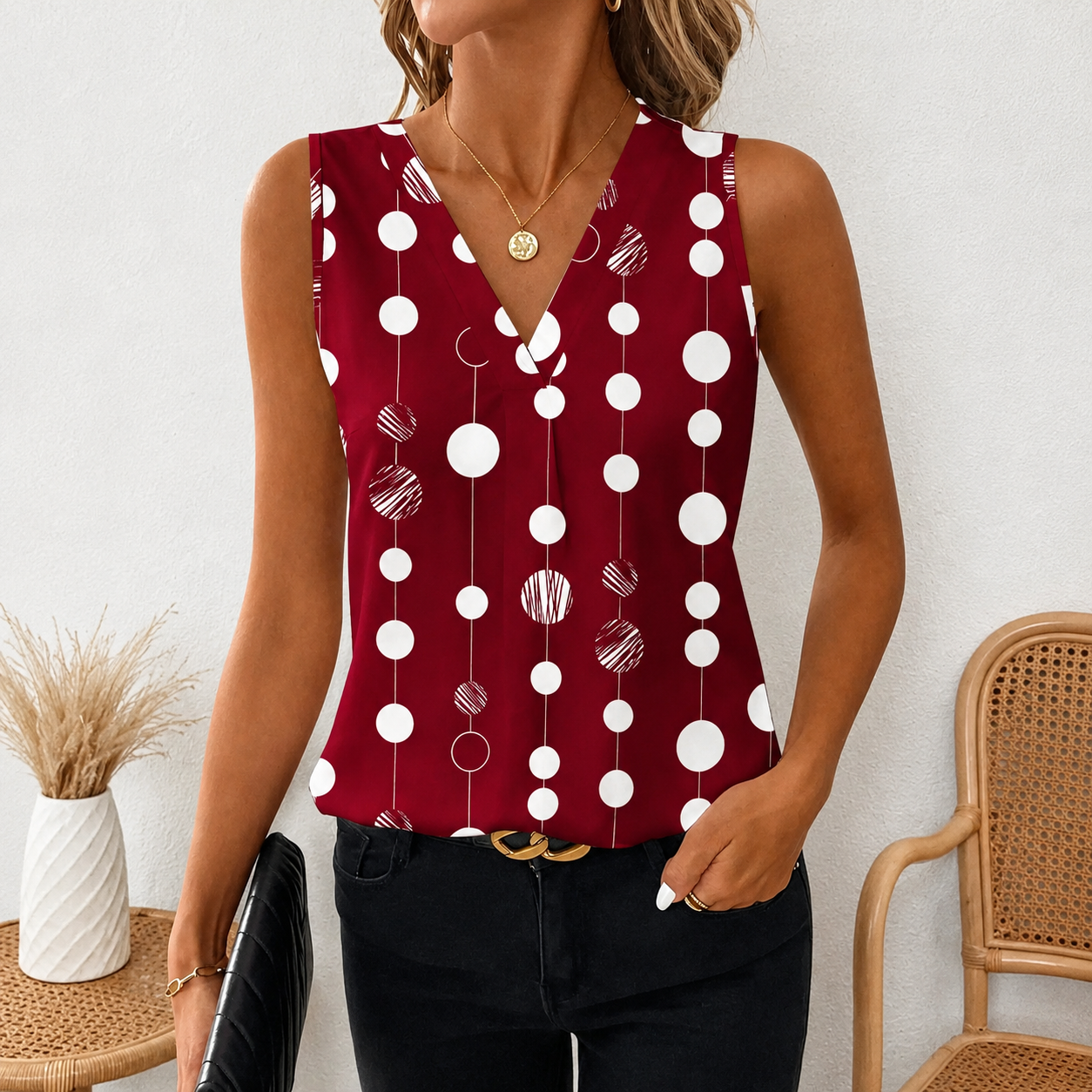 Casual Printed Sleeveless Tank Top For Women