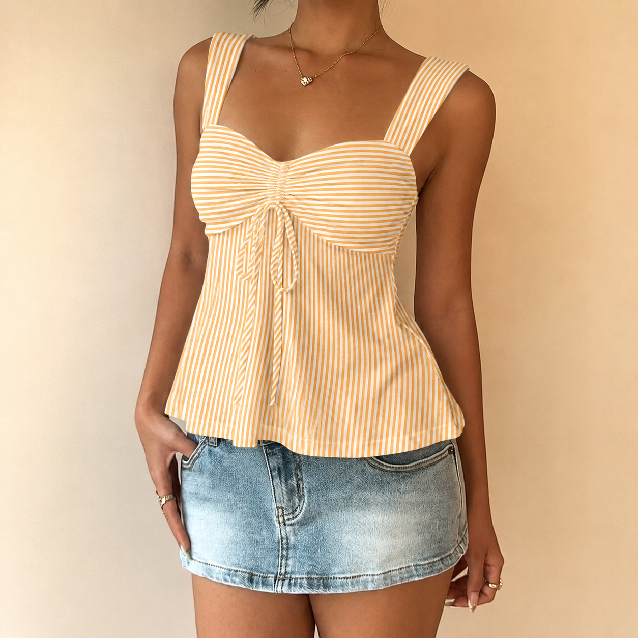 Casual Minimalist Summer Outdoor Top With Drawstring For Women