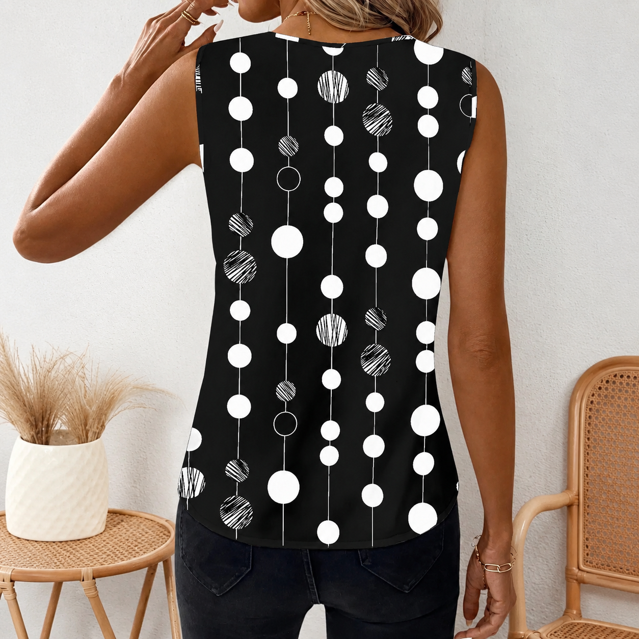 Casual Printed Sleeveless Tank Top For Women