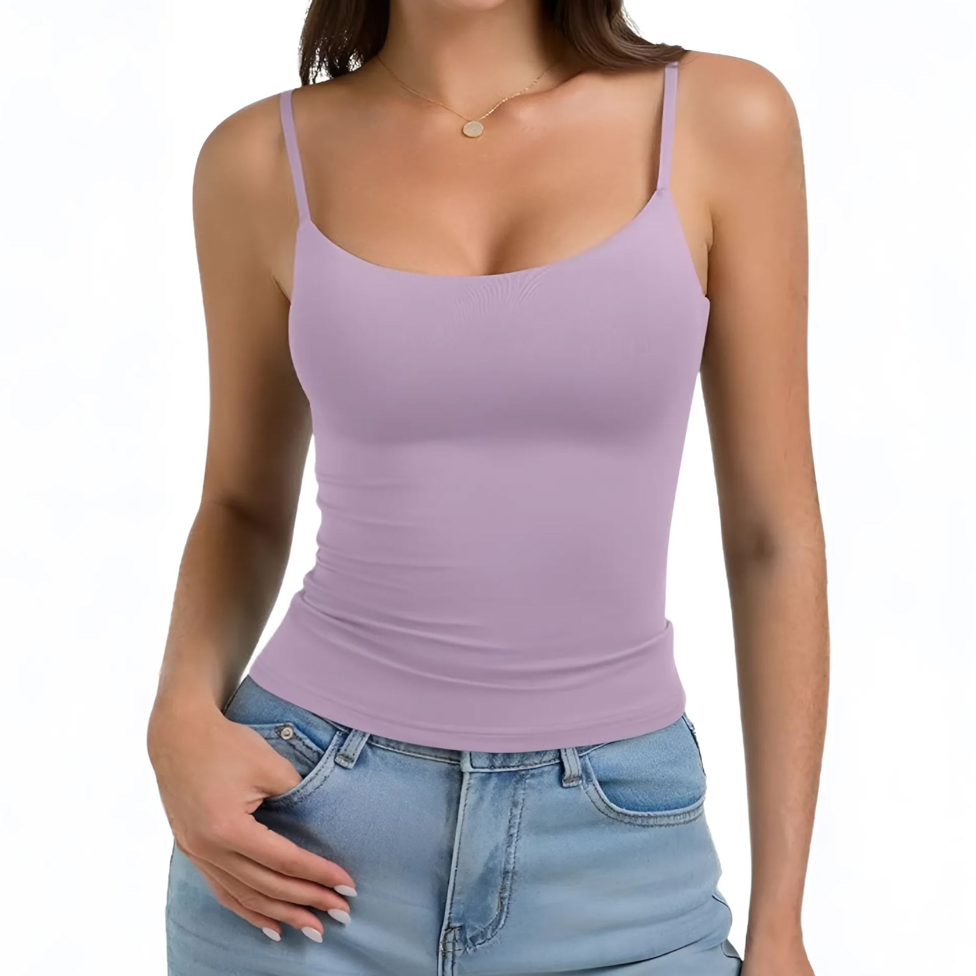 Double Lined Adjustable Cami Tank Top For Women