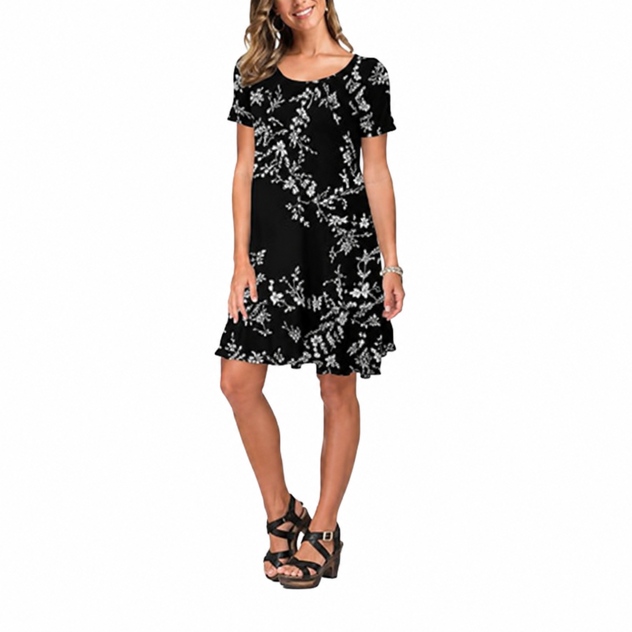 Short Sleeve Casual Summer Dress With Pockets For Women