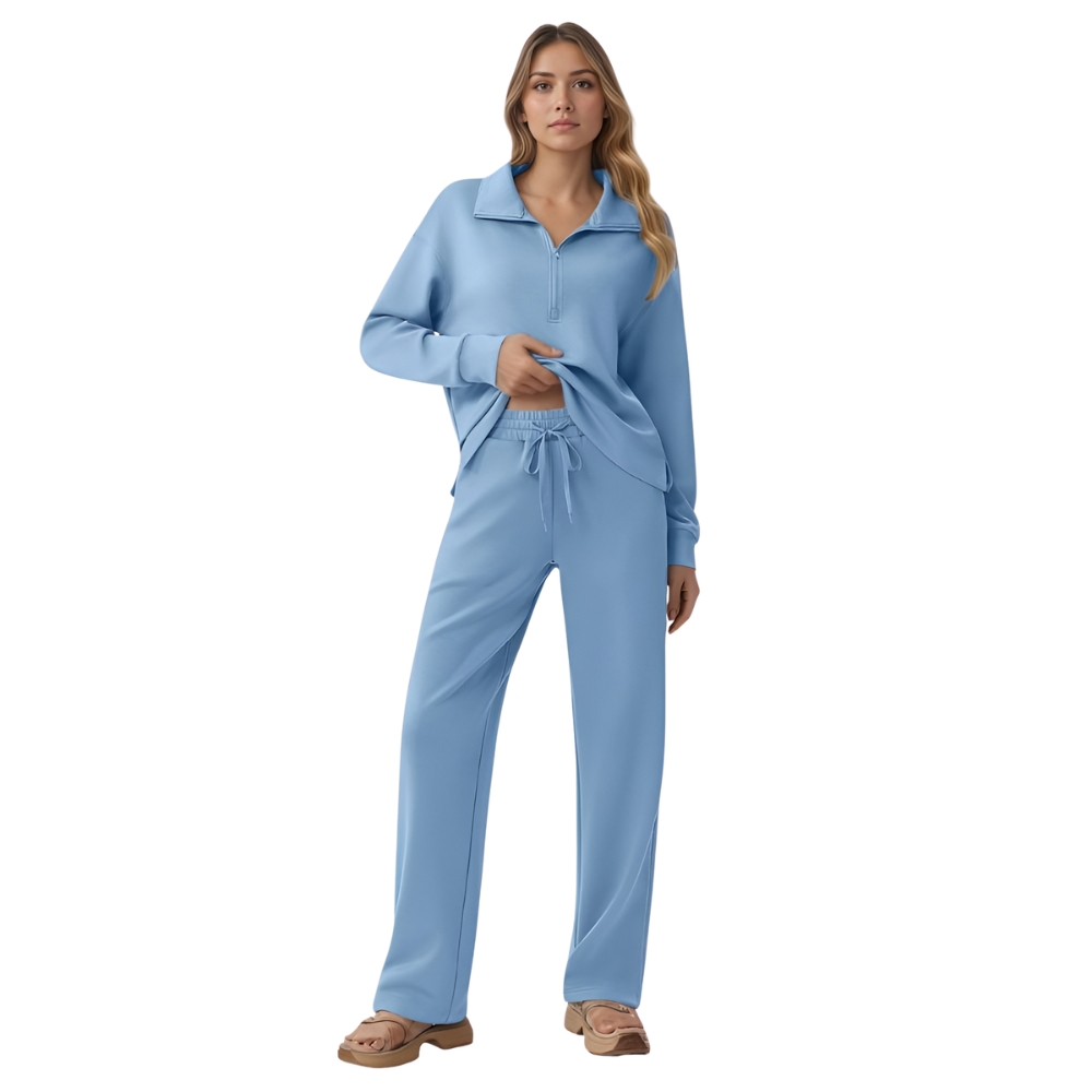 Two Piece Half Zip Sweatsuit With Loose Fit Outfit For Women