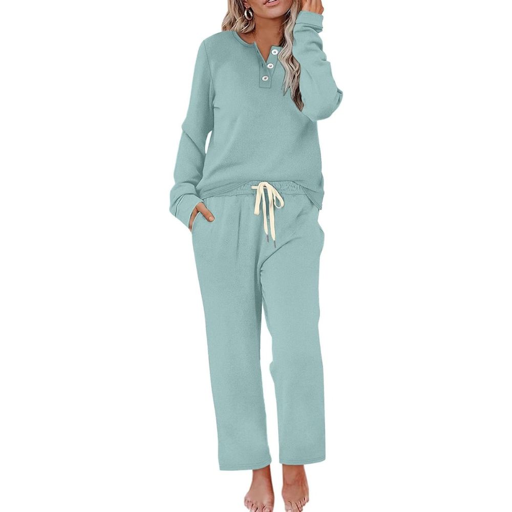 Lounge Sets for Women Two Piece - Button Down Sweatsuit Sweatpant with Pockets