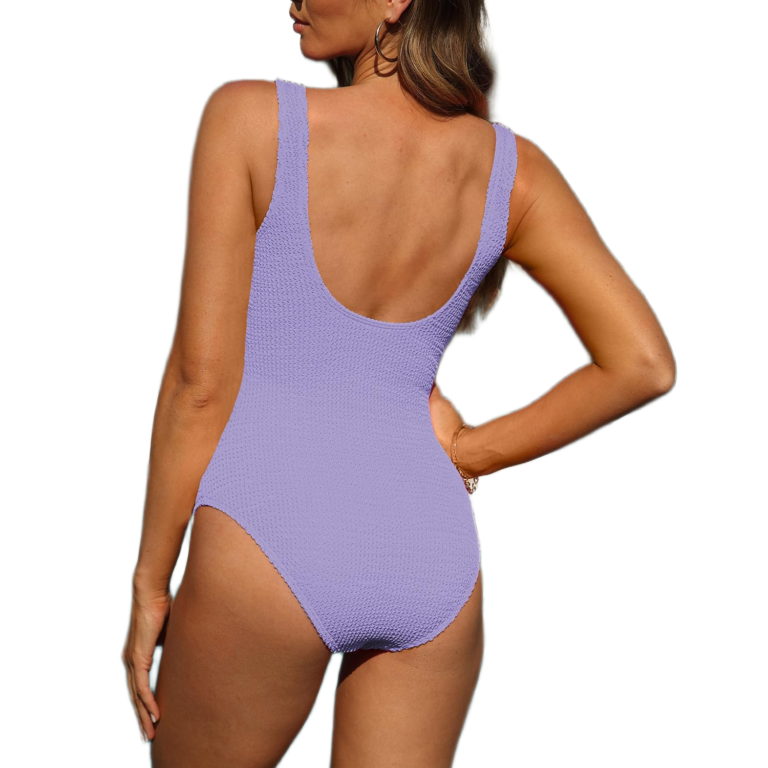 Ribbed One Piece Monokini Swimsuit For Women