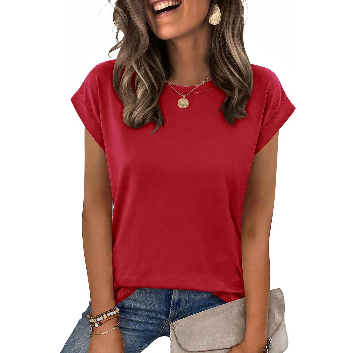 Casual Summer Sleeve Cap Sleeve Shirts For Women