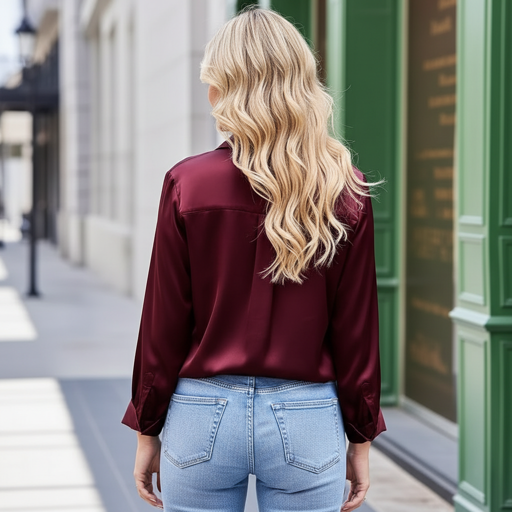 Long Sleeve Button Down Shirt With Business Casual Style For Women