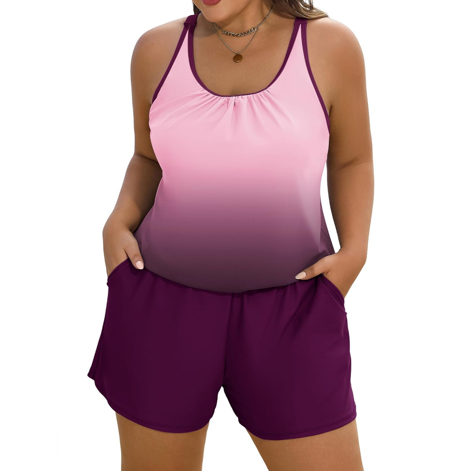 One Piece Swim Romper With Pockets For Women