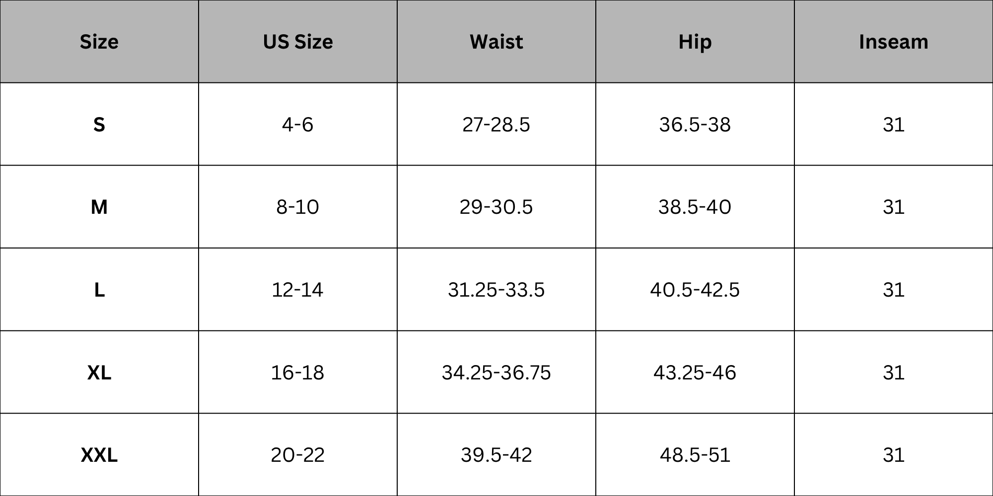 Size Chart