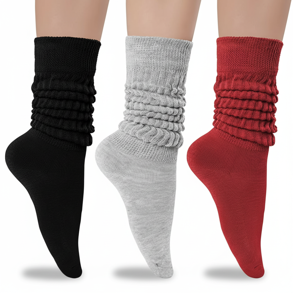 3 Pair Pack Women Knit Slouch Socks