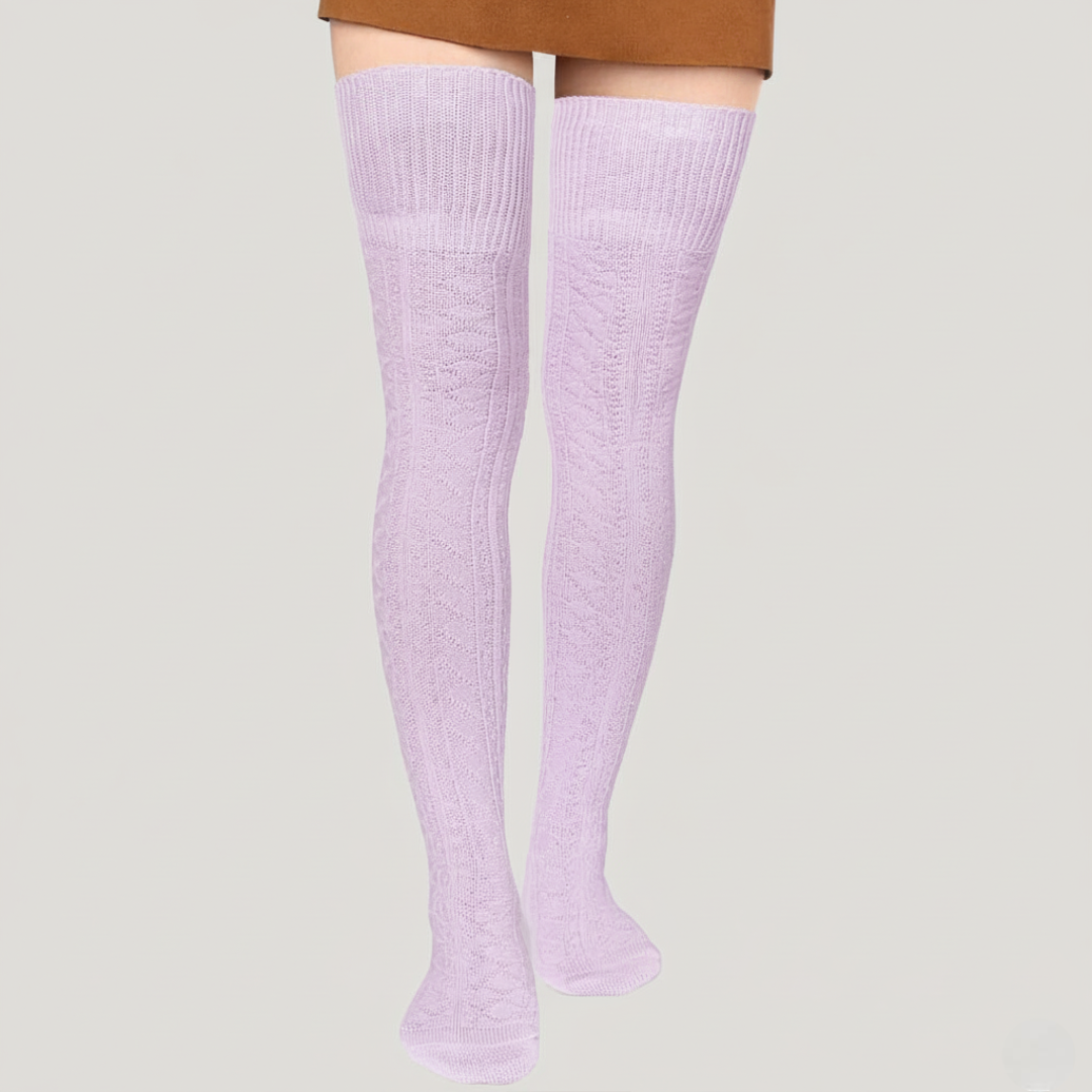 Long Cotton Knit Thigh High Socks for WomenLong Cotton Knit Warm Thick Tall Long Boot Stockings - Image 5