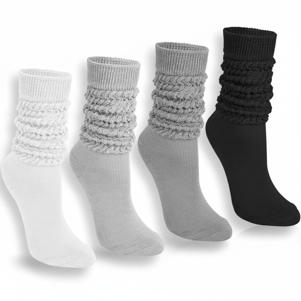 4 Pairs Women Slouchy Knit Socks4 Pairs Scrunch Boot Knit Tube Athletic Slouch Socks - Image 7