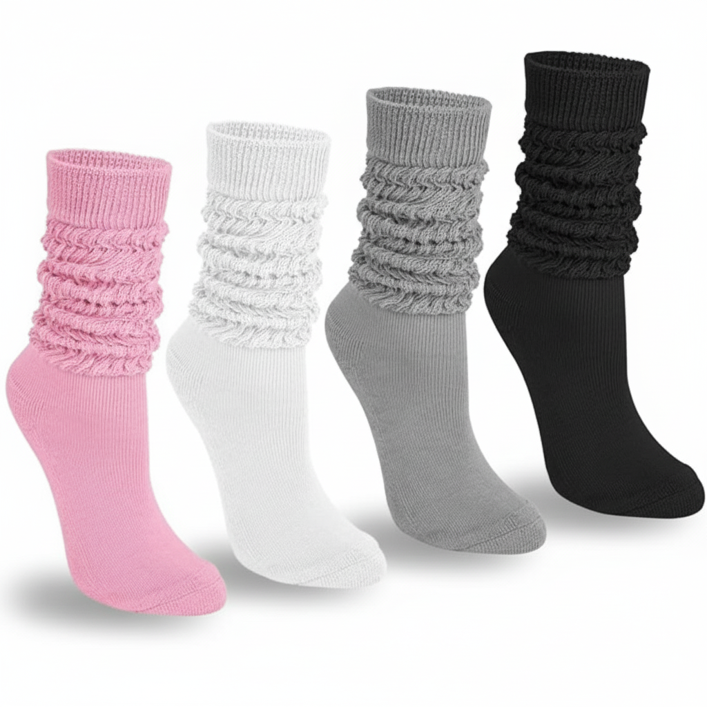 4 Pairs Women Slouchy Knit Socks