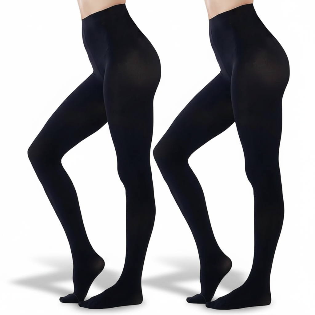 2 Pairs Of 80D Opaque Tights With High Footed Design For Women