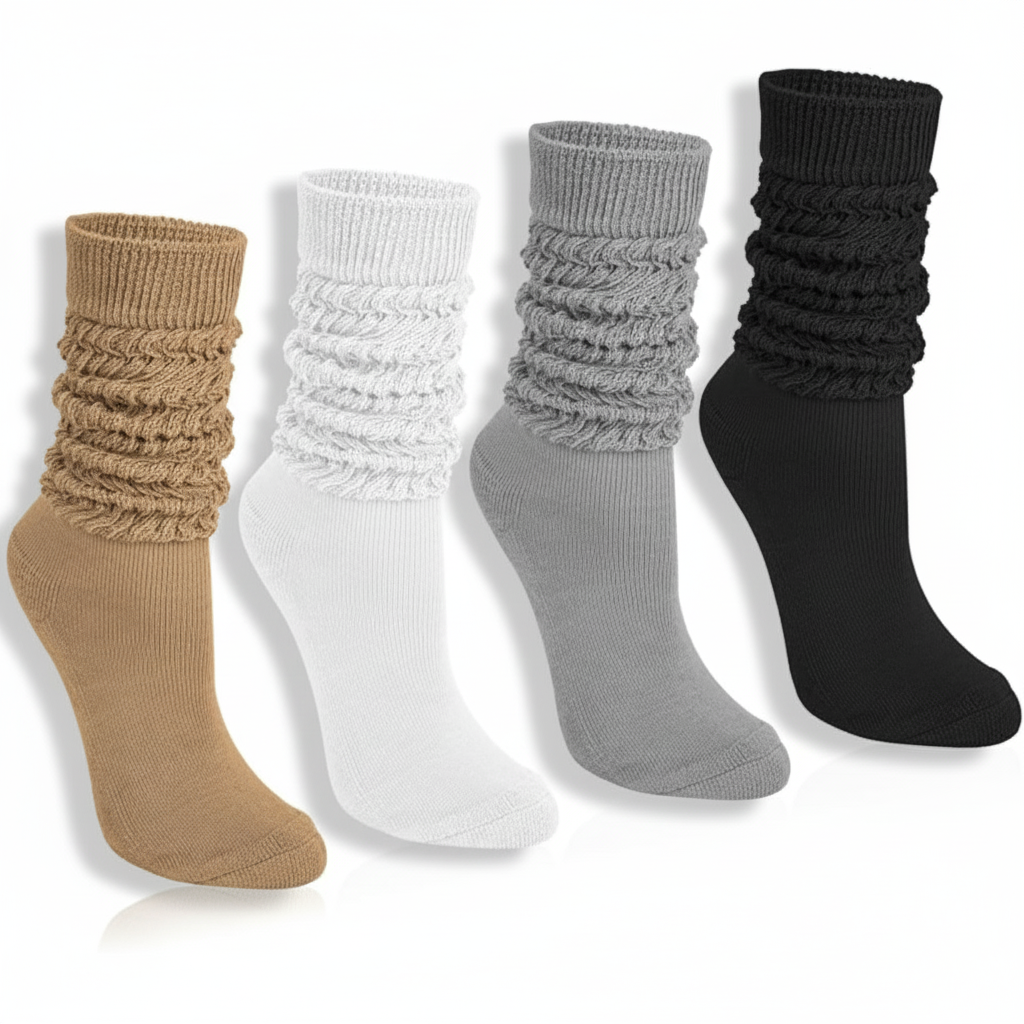 4 Pairs Women Slouchy Knit Socks