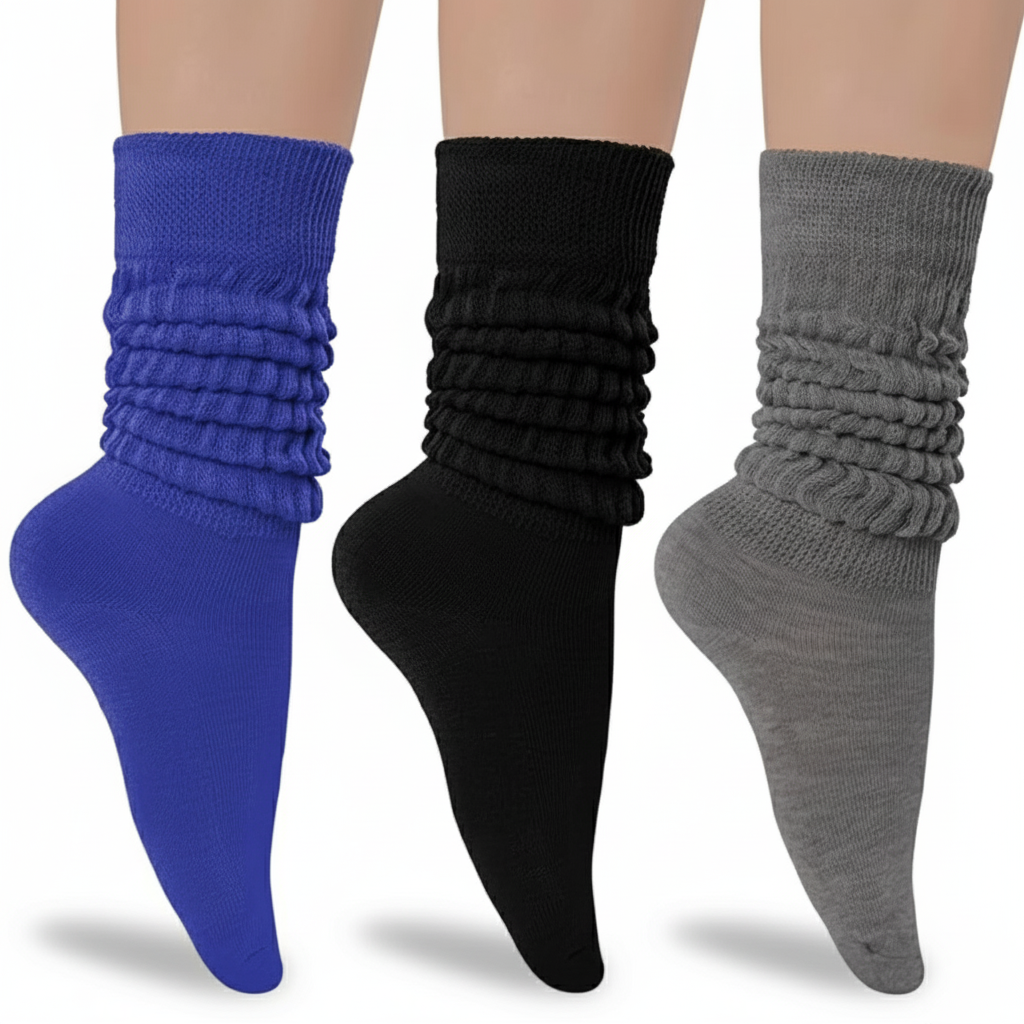 3 Pair Pack Women Knit Slouch Socks