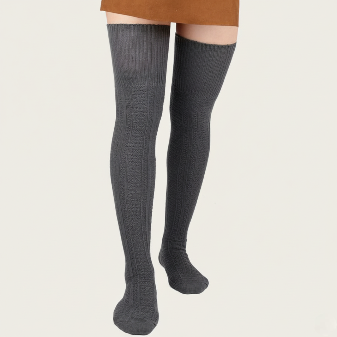 Long Cotton Knit Thigh High Socks for WomenLong Cotton Knit Warm Thick Tall Long Boot Stockings - Image 10