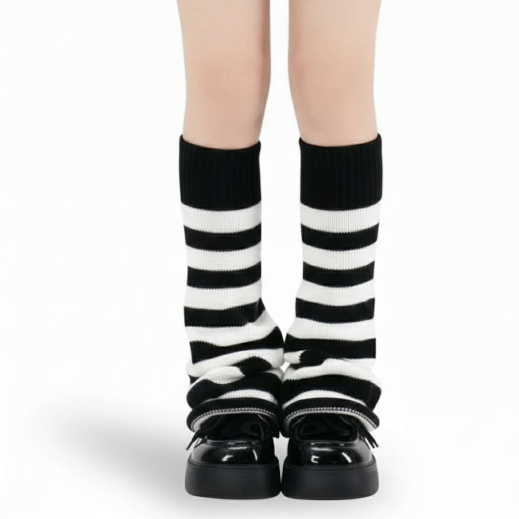 Strip Cozy Warm Socks for Women and Girls in Gothic StyleStrip Cozy Warm Socks for Women and Girls in Gothic Style - Image 3