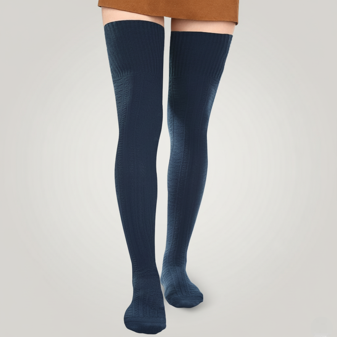 Long Cotton Knit Thigh High Socks for WomenLong Cotton Knit Warm Thick Tall Long Boot Stockings - Image 12