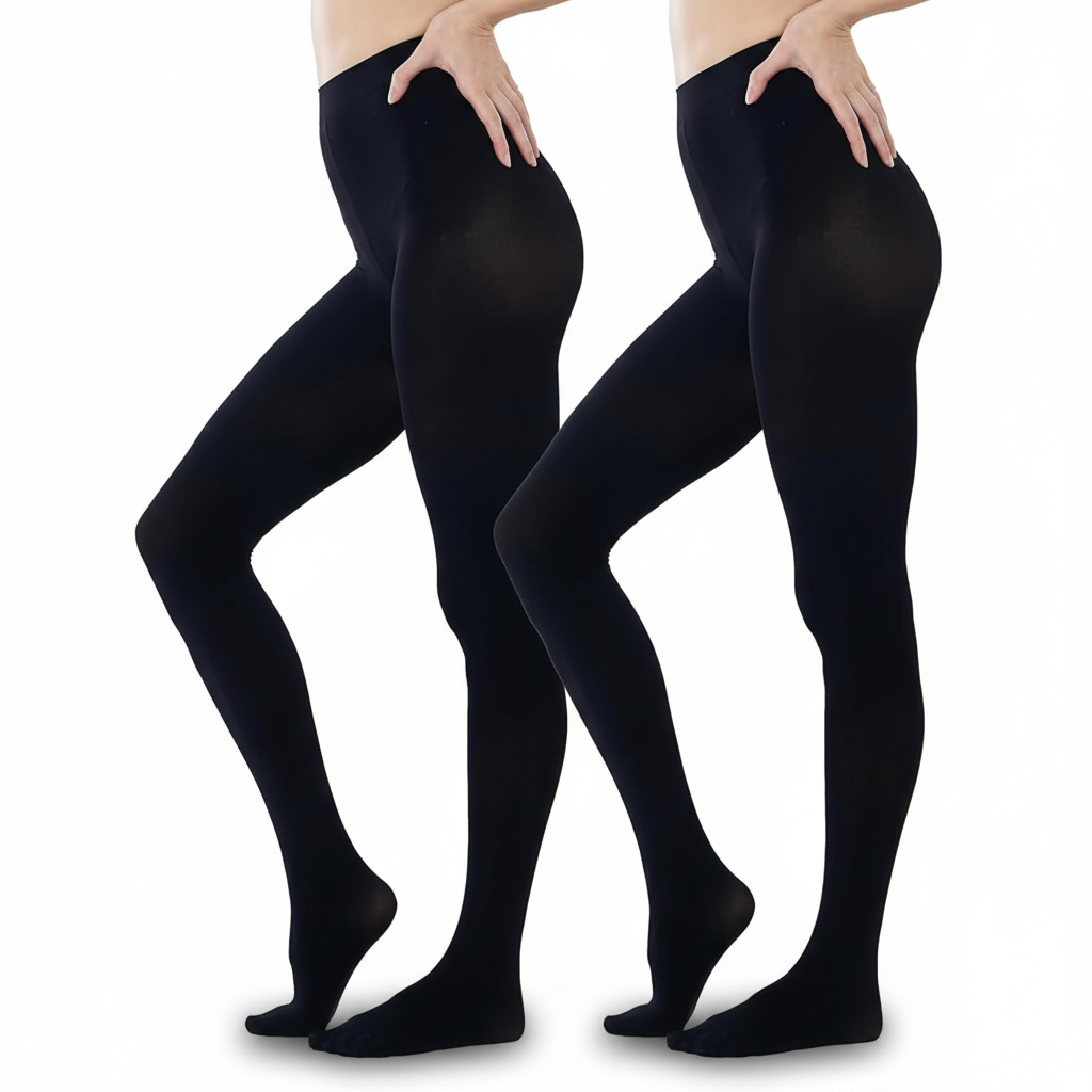 2 Pairs Of 80D Opaque Tights With High Footed Design For Women