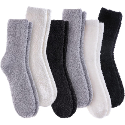 6 Pairs Women Super Soft Fuzzy Plush Warm Winter Slipper Socks